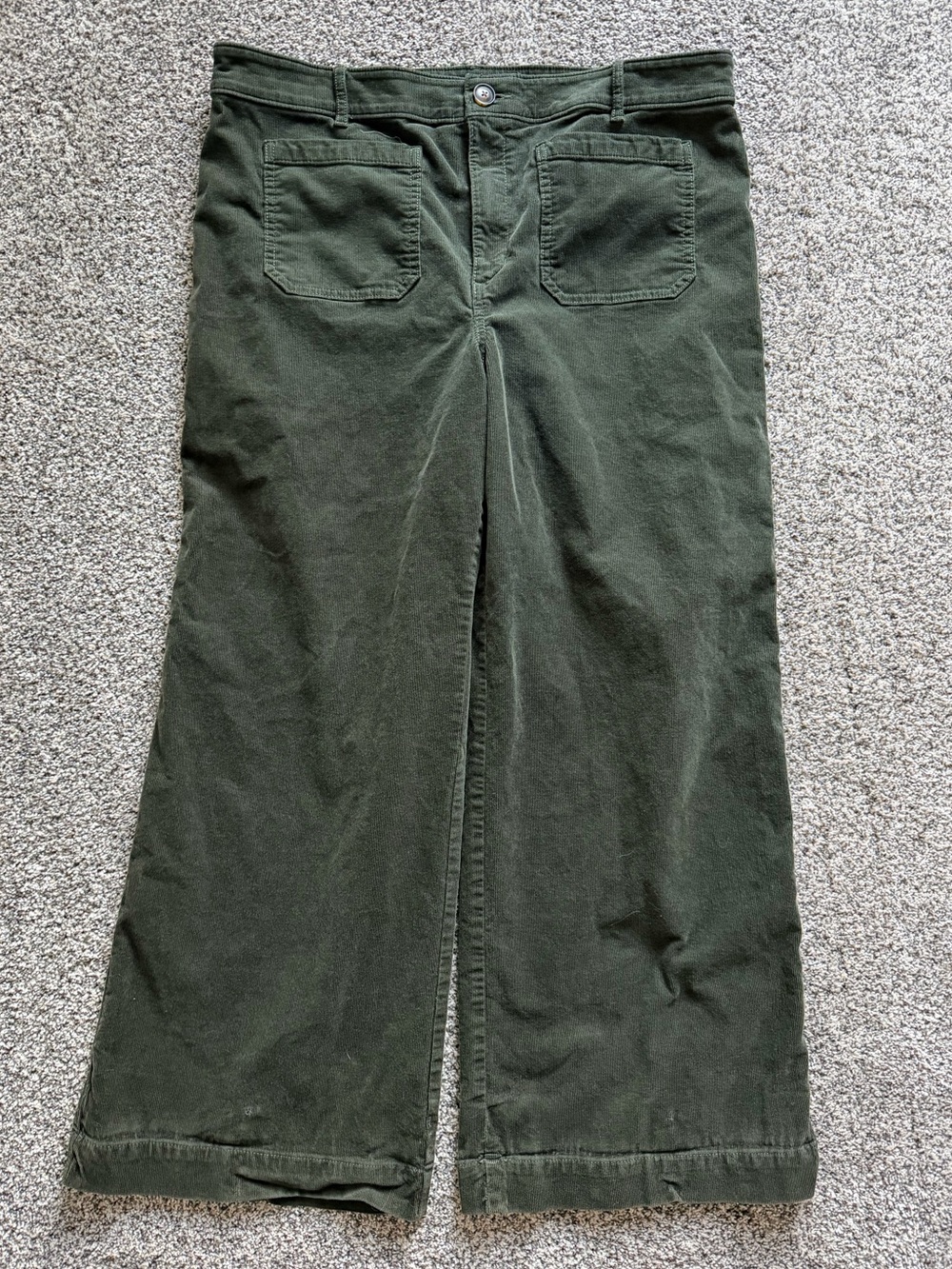 LOFT Palmer Wide Leg Corduroy Pants olive green sz 16